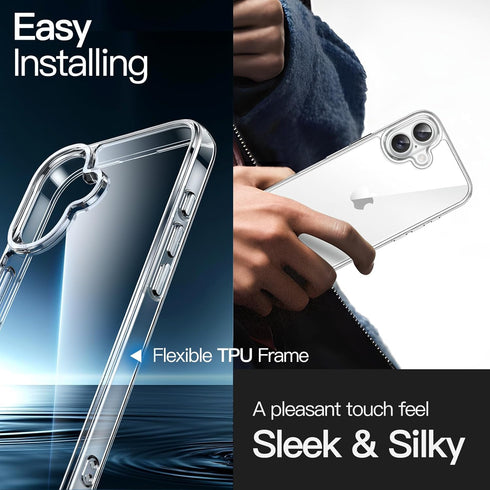 JETech 16 6.1-Inch, Case for iPhone Non-Yellowing Shockproof Phone Bumper Cover, Anti-Scratch Clear Back (Clear)