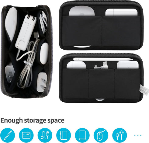 Electronic Organizer Travel Case Bag, Waterproof Small Storage Backpack for Charger, Cord, Hard Disk, Power Bank (Dark