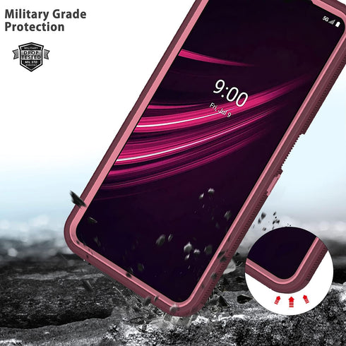 Annymall for T-Mobile Revvl V Plus 5G Case, Full Body Heavy Duty Shockproof Triple Layer with Built-in Screen Protector