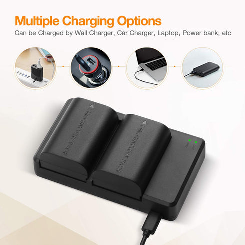 LP-E6 LP E6N Replacement Camera Batteries with Rapid Dual Charger Set for Canon 5D Mark II, III, IV, 6D, 7D