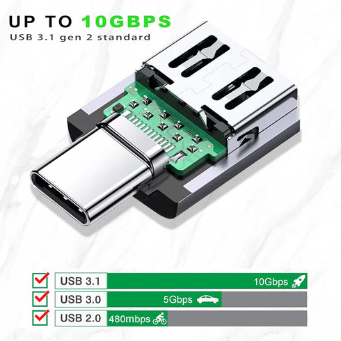 USB C to USB Adapter 3.1 Gen 2, 10Gbps USB to USB C Adapter, USB-C Male to USB 3.0 A Female Converter