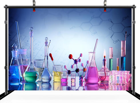 7ft x 5ft Science Lab Backdrop, Chemistry Lab Equipment Background for Scientist Laboratory Theme Party Decor