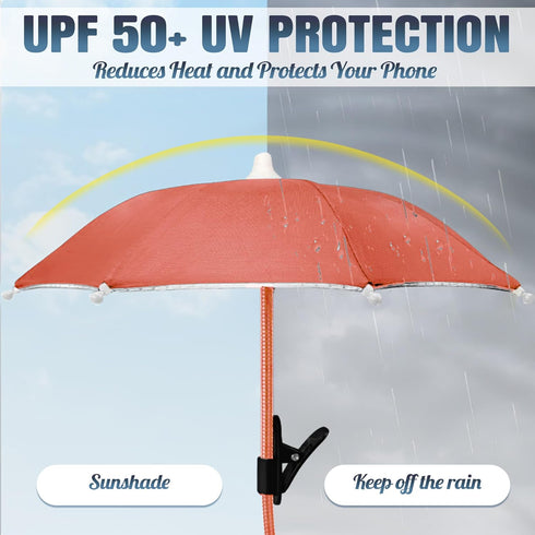 ROCKFEELTEE Phone Umbrella Umbrella for Phone, Clip-On Sun Shade for Smartphones, Universal Fit, UV Protection, Outdoor