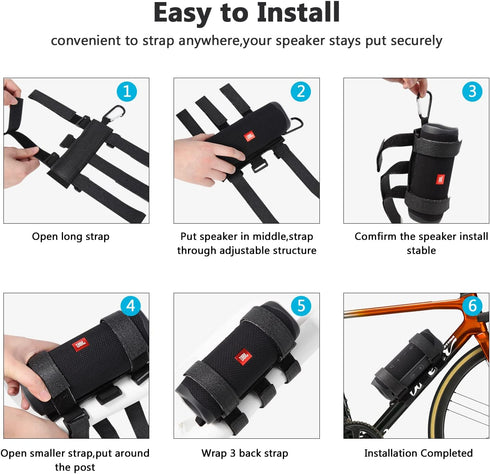 Caudblor Portable Speaker Mount for Bike/Golf Cart Railing/Boat, Adjustable Wireless Speaker Strap Holder