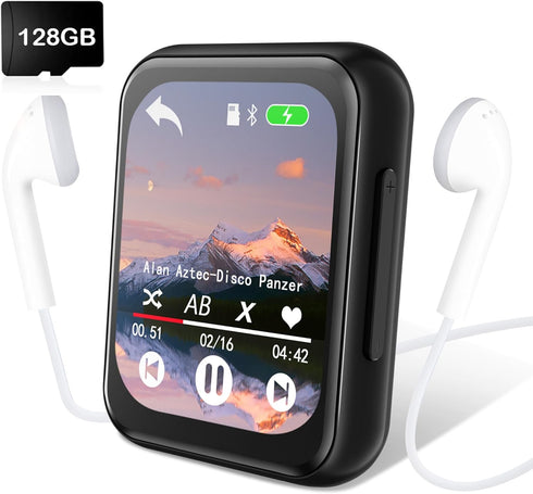 AiMoonsa 128GB MP3 Player with Bluetooth 5.3, Portable Digital Lossless Music Player with