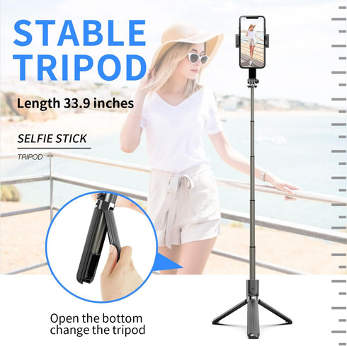 Gimbal Stabilizer for Smartphone with Retractable Selfie Stick and Tripod, 1-Axis Multifunction Remote Rotation