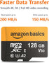Amazon Basics 128GB 200MB/s, 1-Pack microSDXC Memory Card with Adapter for Smartphones, Drones, Cameras, Full HD, Read