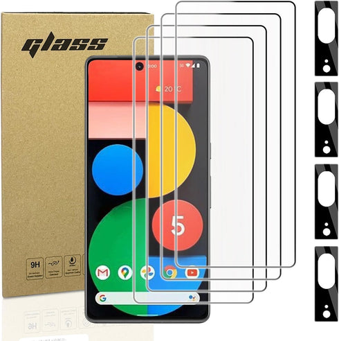4+4 Pack Screen Protector & Camera Lens Protector for Google Pixel 7, 9H Tempered Glass, Bubble Free
