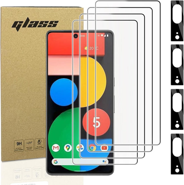 4+4 Pack Screen Protector & Camera Lens Protector for Google Pixel 7, 9H Tempered Glass, Bubble Free