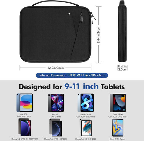 MoKo 9-11 Inch Tablet Sleeve Carrying Case with Handle, Padded Protective Travel Bag for iPad Air/Pro 11 inch