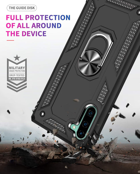 Samsung Galaxy Note 10 Case with HD Screen Protectors, Military-Grade Metal Ring Holder, Shockproof Cover