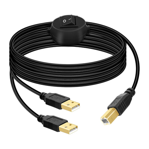GELRHONR USB B Printer Cable Splitter, 14.7FT Printer Splitter for 2 Computers,