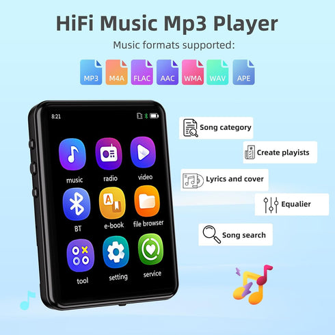 Tengsen MP3 5.3 MP3 Slot,64GB Player with Bluetooth Portable Music Player with Speaker,FM Radio,E-Book,Shuffle/Repeat