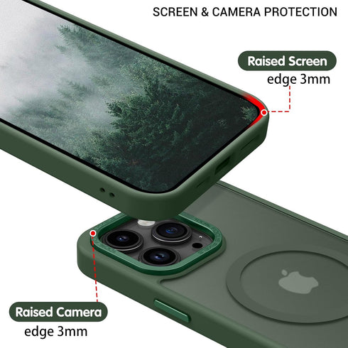 BENTOBEN iPhone 13 Pro Max Case, Dark Green Translucent Matte, Shockproof, MagSafe Compatible, 6.7" Protective Cover.