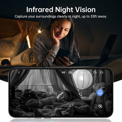 Indoor Camera Robot - 2k HD WiFi Pet Robot Camera with Phone App, 360 PTZ Nanny Cam, Night Vision