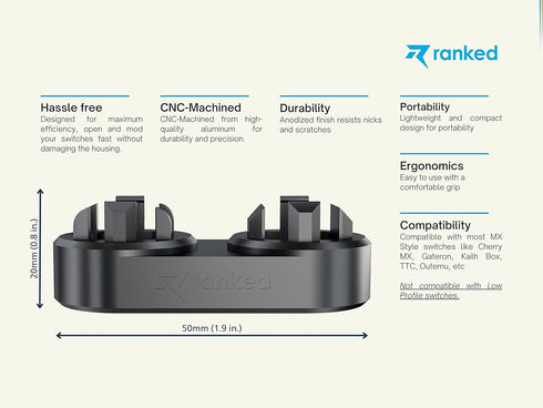 Ranked Premium Switch Opener for DIY Custom Mechanical Keyboard | CNC Machined Aluminium (Black)