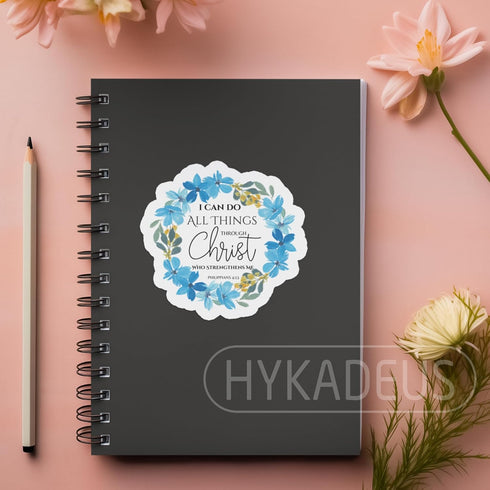 (3Pcs) I Can Do All Things Through Christ Philippians 4:13 Sticker, Waterproof Vinyl Decals for Books, Laptops, Tumblers
