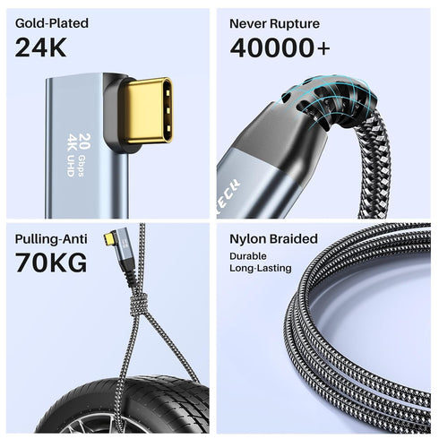 Short USB C to USB C Cable 1FT 2-Pack, USB C 3.2 Gen 2 Cable, 20Gbps High Speed Data Transfer, 4K USB C to USB C