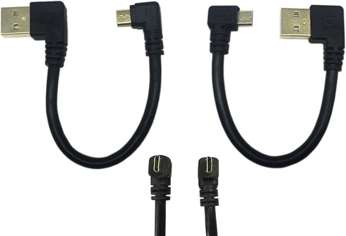 CERRXIAN 15cm Micro USB Short Cable Combo Gold Plated Left & Right Angle (2-Pack)