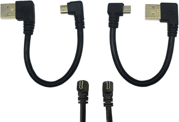 CERRXIAN 15cm Micro USB Short Cable Combo Gold Plated Left & Right Angle (2-Pack)