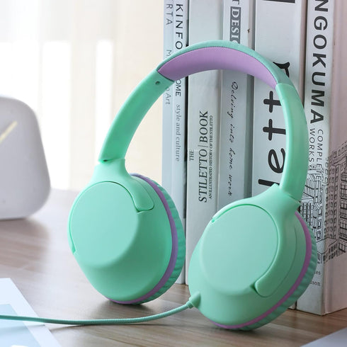 94dB 3.5MM POWMEE Kids Headphones Over-Ear Headphones for Kids/Teens/School with Volume Limited Adjustable Stereo Jack