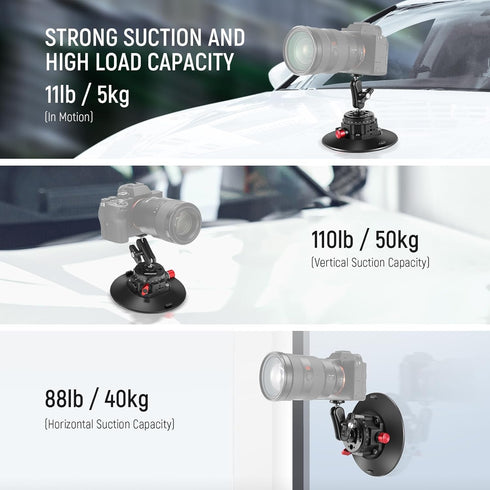 NEEWER 6"/15.2cm Camera Suction Cup Mount with Ball Head Magic Arm for Car Windshield Dash, Compatible with Camera/Phone
