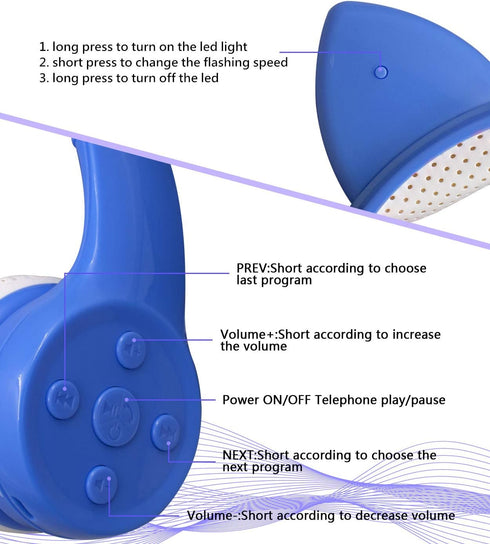 Unicorn Kids Bluetooth Headphones, 15 Hours Playtime, Toddler Bluetooth Headphones for Girls Boys, LED Light Up