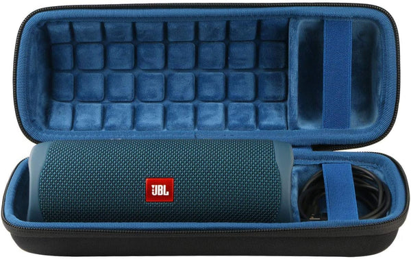 co2CREA Hard Travel Case for JBL Flip 6 FLIP 5 Waterproof Portable Bluetooth Speaker (Black Case + Blue Inside)