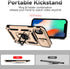 Hitaoyou iPhone XR Case with Camera Cover, Military Grade Shockproof Heavy Duty Protective Case with Stand, Gold