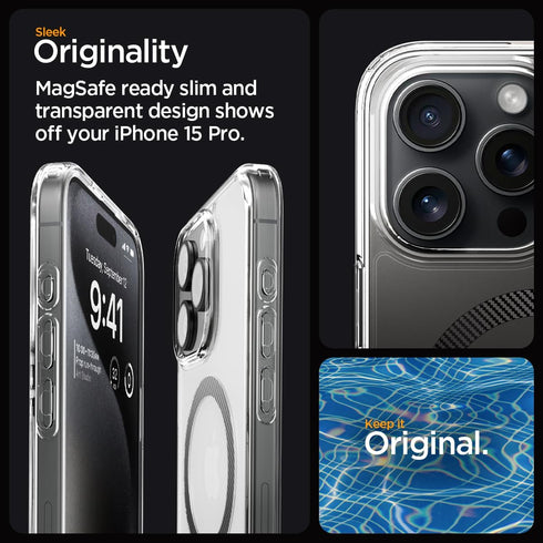 Spigen iPhone 15 Pro Case - Magnetic Ultra Hybrid MagFit, Military-Grade Protection, Anti-Yellowing, Carbon Fiber,
