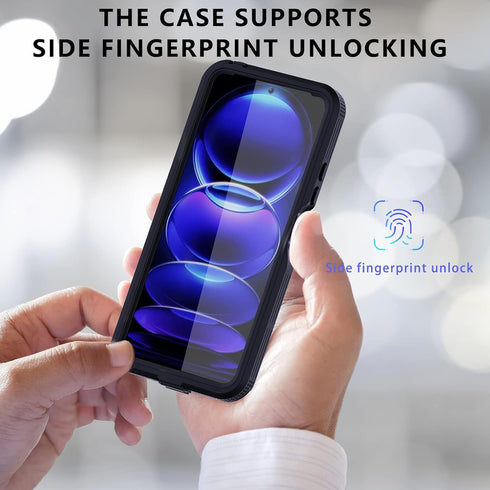 for Xiaomi Redmi Note 12 Pro IP68 Waterproof Case, Full-Body Sealed Slim Shockproof Dustproof Transparent Cover w/Hand