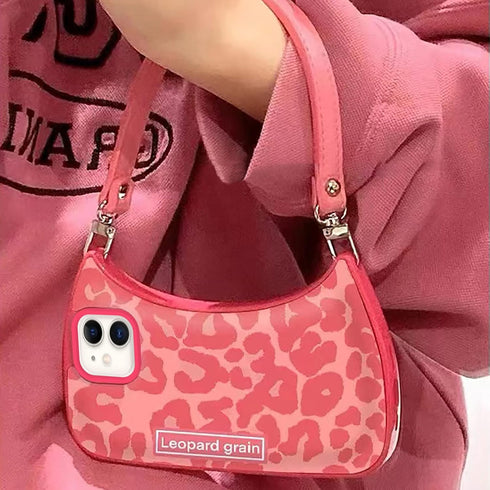 Cute Aesthetic Pink Leopard Print Wallet Case for iPhone 11, Shockproof Protective Case with Strap for Women Girls