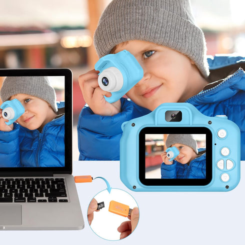 Kids Camera for Boys and Girls, SINEAU Digital Camera Toy Gift with 32GB SD Card, 1080P Video Recorder, Blue