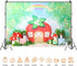 Yeele 7x5ft Strawberry Birthday Backdrop Cartoon Green Tree Rainbow Mushroom House Photography Background Berry One Sweet Girl Birthday Baby Shower Party Decorations Banner