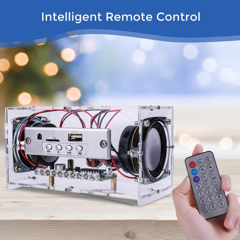 MiOYOOW DIY Bluetooth-Compatible Speaker Kit with LED Flashing Light, DIY Electronics Soldering Project, USB Mini Home