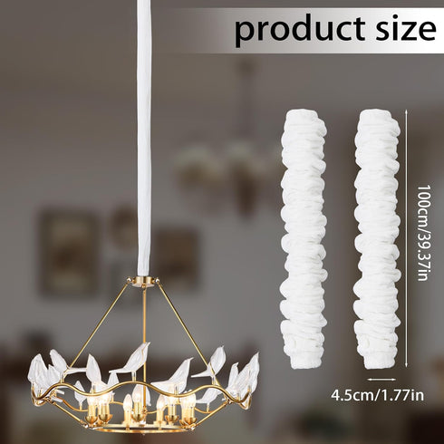 2 39.37 inches NICENEEDED PCS Chandelier Fabric Cord Cover, White Chandelier Chain CoverChain Cable Sleeve, Velvet