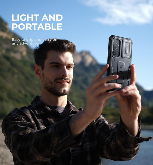Dexnor Galaxy S24 Plus Case, Shockproof Full-Body Bumper, Built-in Slide Camera Cover, Screen Protector & Kickstand,
