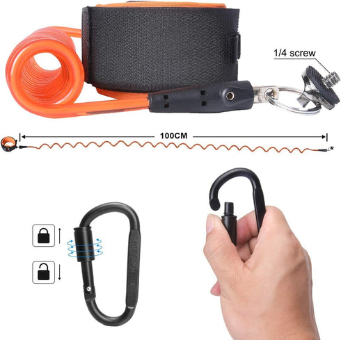 Steel-cored Waterproof Action Camera Anti-Loose Dive Wrist Strap, Diving Surfing Snorkeling Safety Wire Rope Tether