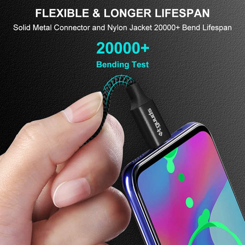 etguuds 1ft USB Type C Cable 2-Pack, 4.2A Fast Charging, Braided, Compatible with Samsung Galaxy S20, S10, Note 20,