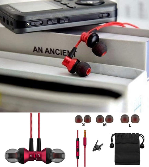 MR01 Wired in-Ear Headphones - Stylish, Comfortable, Noise-Isolating Earbuds with Microphone for iPhone, Samsung, Red.