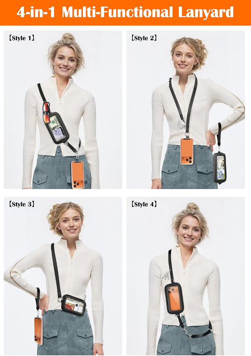 takyu 4-in-1 Clip and Go Strap for Phone with Wallet Crossbody, Adjustable Phone Lanyard with Detachable RFID Wallet