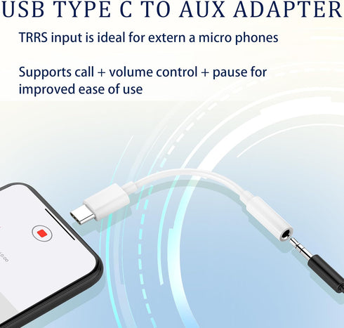 USB C to 3.5mm Female Headphone Jack Adapter 2 Pack, Type C to Aux Audio Dongle Cable for iPhone 15 Series