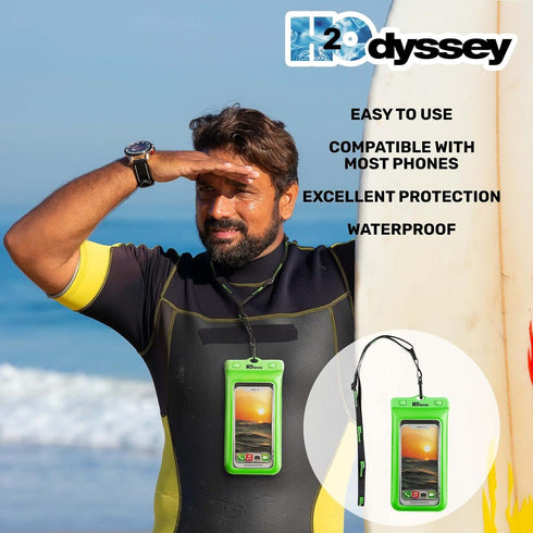 Waterproof Phone Case with Lanyard, Excellent Protection Floats in Water, Green