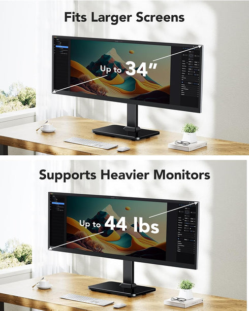 HUANUO 13 34 Inch 44lbs, 5 360 75x75mm/100x100mm Monitor Stand, Freestanding VESA Mount for to Screens, Holds up