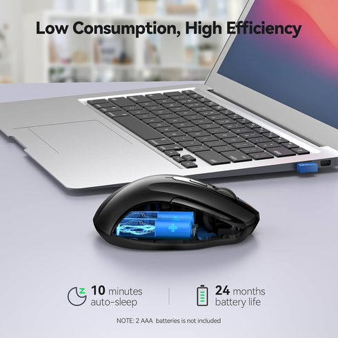TECKNET Wireless Silent Mouse, Quiet Click, 2.4G Optical Mouse, 4000 DPI, for Laptop, Chromebook, Black