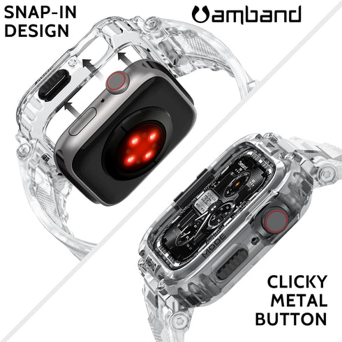 amBand Bands Compatible with Apple Watch 9/8/7 41mm - M1 Sport Series Rugged Case with TPU Strap for iWatch