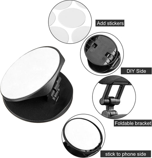 Weewooday 30-Pack Black Phone Grip Holders with Double-Sided Adhesive for Custom DIY