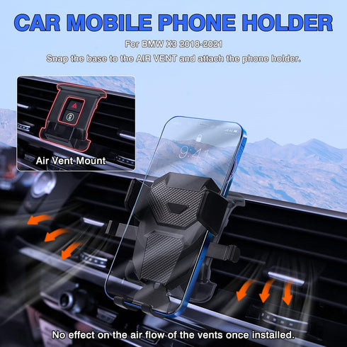 Karltys Car Phone Holder for BMW X3 2018-2021 (NOT for 22-23 X3) /X4 2019-2021 Accessories Cell Phone Holder Air Vent Mount for 4-7 Inch Phones Hands Free Thick Case Friendly Mobile Stand