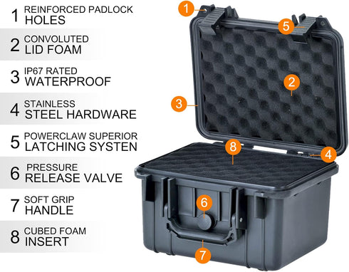 MEIJIA Portable All Weather Waterproof Camera Case with Foam, Fits Drones and Camera Equipment, 10.62 x 9.68 x 6.87