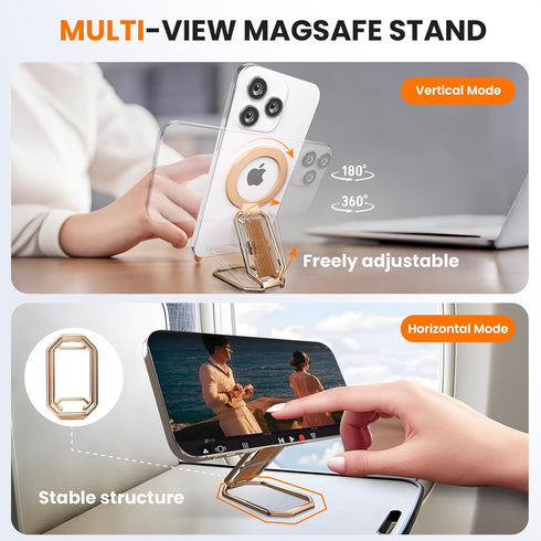 HYCZAAE Magnetic Phone Grip & Stand for Desk, Bed & On-the-Go Compatible with MagSafe Secure One-Hand Hold, Comfortable